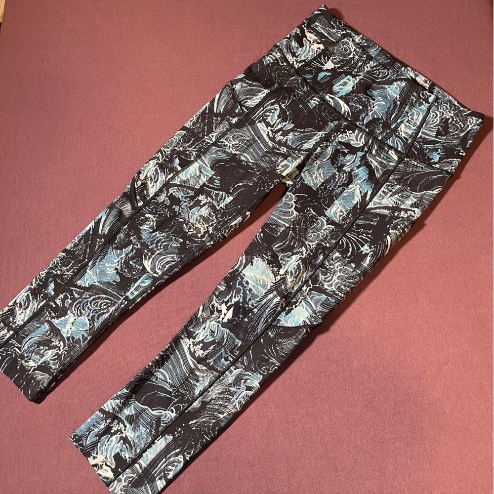 Lululemon Fast & Free Crop II *Nulux 19" Eternal Wave Starlight Black - Size 4